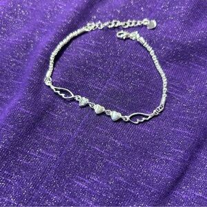 925 Sterling Silver Plated Hearts  Angel Wing Bracelet 925 Silver Charm Bracelet